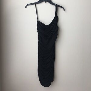 BCBG black one shoulder cocktail dress SMALL